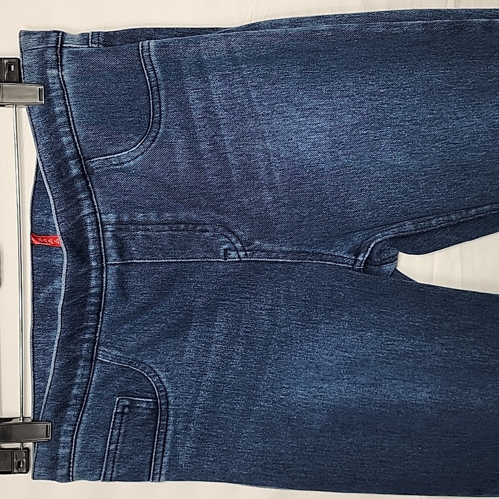 Spanx Womens Skinny Jeans Jeggings Blue Stretch Dark Wash Pull On High Rise Sz L - Picture 4 of 13